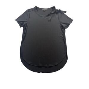 Banana Republic Black Bow Neck Short Sleeve Blouse Medium